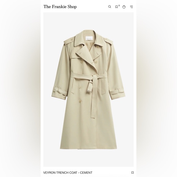 The Frankie Shop Veyron Belted Trench Coat in Cement - Picture 6 of 6